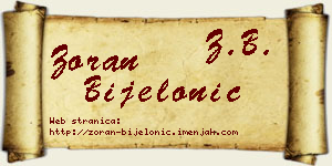 Zoran Bijelonić vizit kartica